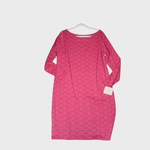 NEW Isabel Maternity Pencil Dress Womens Large Pink Lace Overlay Lined Stretch